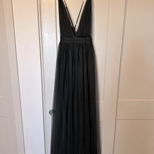 Large Black Tulle Maxi Dress, Size Large